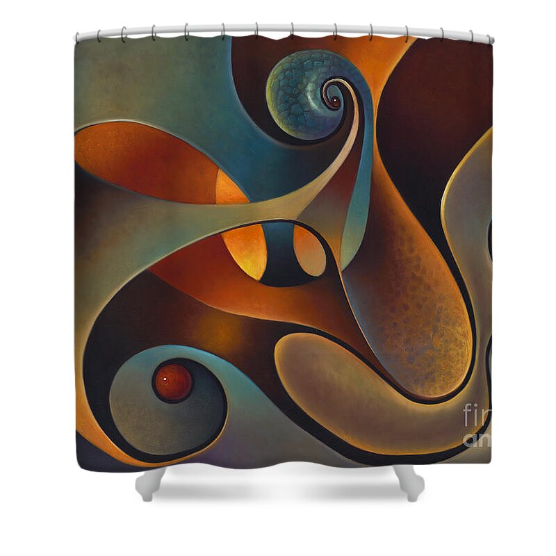 Scrolls Shower Curtain featuring the painting Dynmaic Series #14 by Ricardo Chavez-Mendez