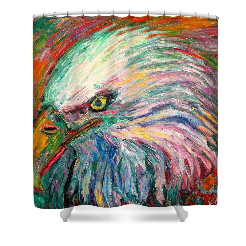 Abstract Eagle Shower Curtain featuring the painting Eagle Fire by Kendall Kessler