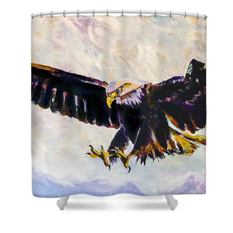 Bald Eagle Shower Curtain featuring the painting Eagle by Steve Gamba