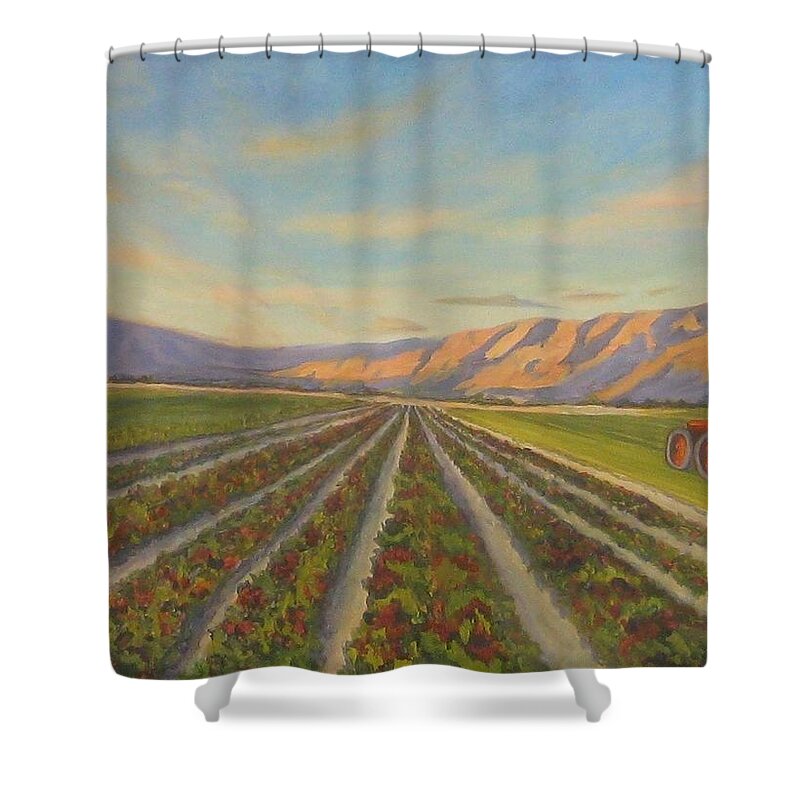 Landscape Shower Curtain featuring the painting Feeding Those in Need by Maria Hunt