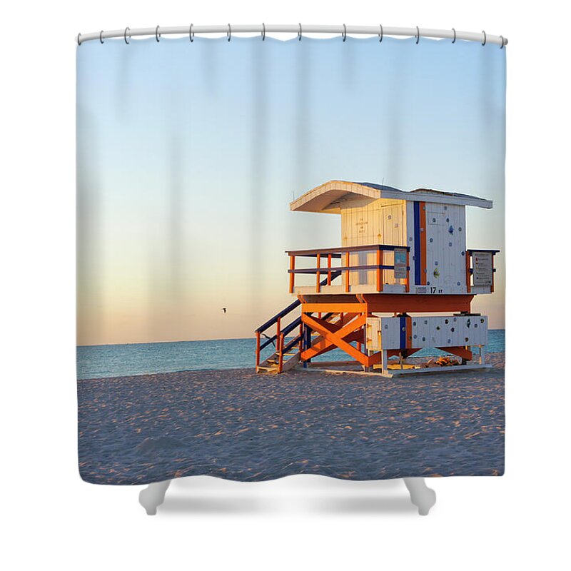 Dawn Shower Curtain featuring the photograph Early Morning On Beach by Photo By Dasar