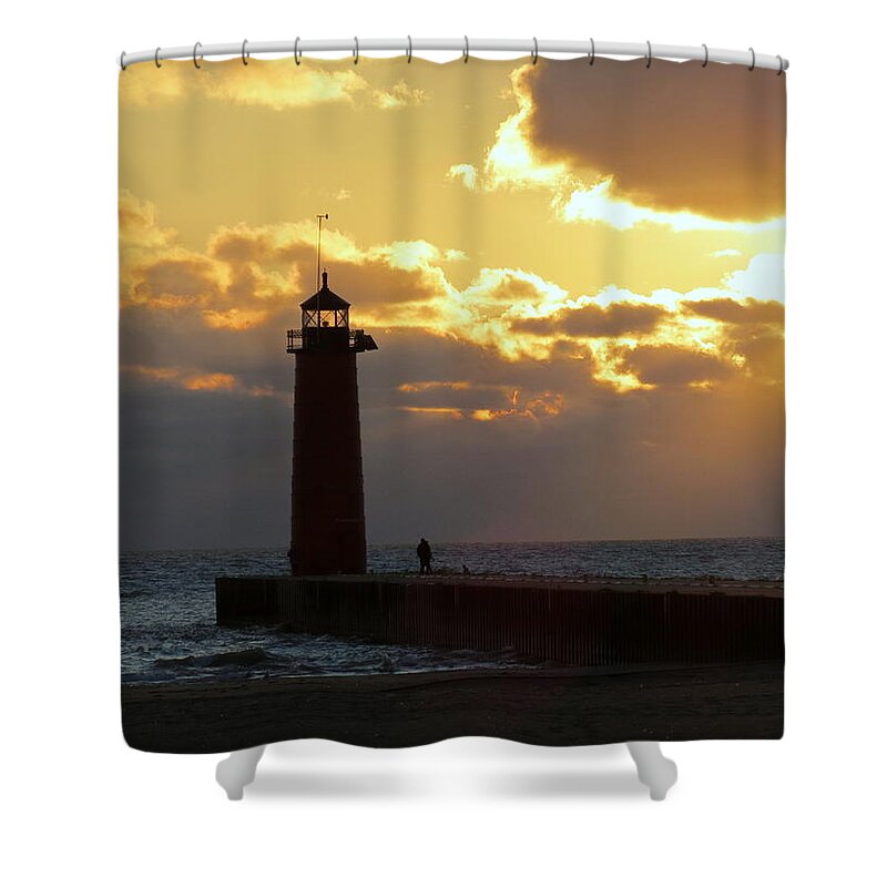 Pierhead Shower Curtain featuring the photograph Early Morning Stranger by Kay Novy