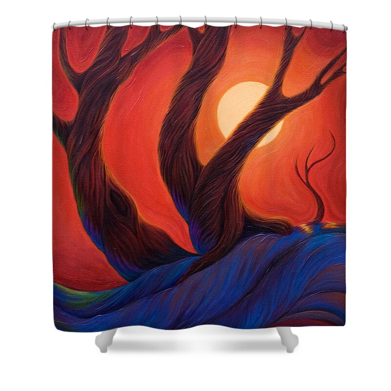 Trees Shower Curtain featuring the painting Earth Wind Fire by Sandi Whetzel