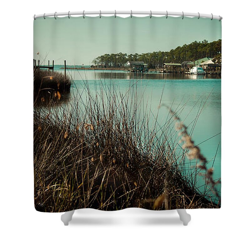 Shoreline Shower Curtain featuring the photograph East Bay Panama City Florida by Debra Forand