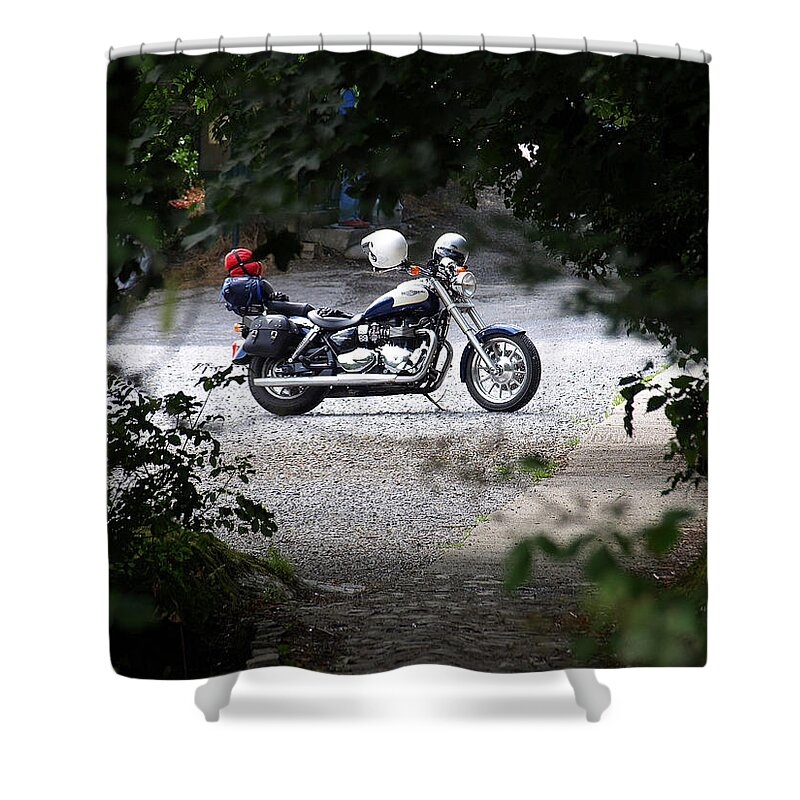 Motorbikes Shower Curtain featuring the photograph Easy Rider by Richard Denyer