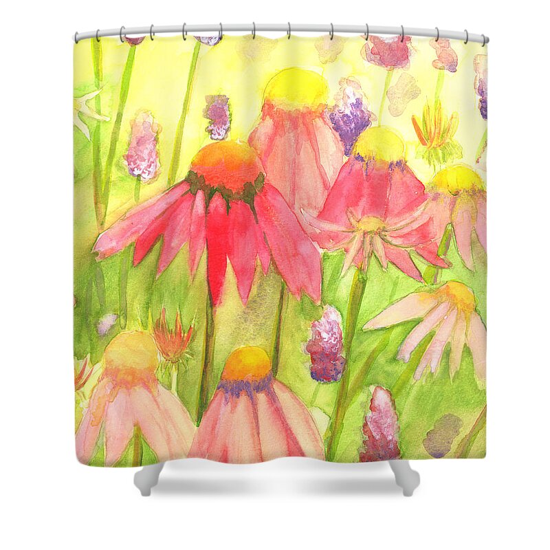Purple Cone Flower Shower Curtain featuring the painting Echinacea by Kelly Perez