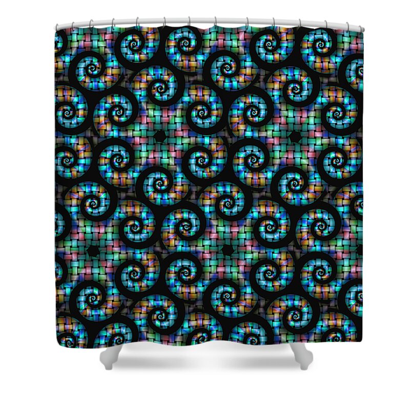 Abstract Shower Curtain featuring the digital art Ecosystem by Manny Lorenzo