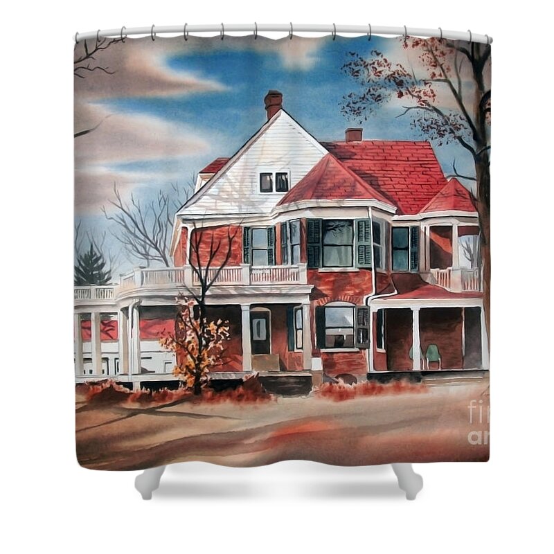 Edgar Home Shower Curtain featuring the painting Edgar Home by Kip DeVore