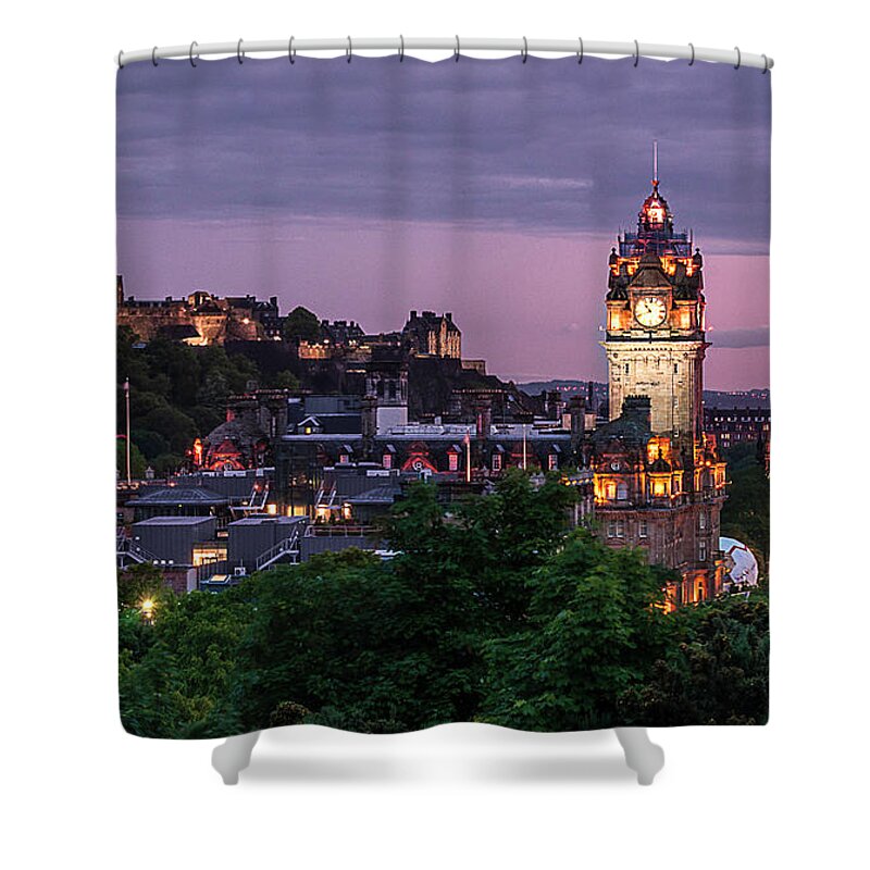 Scotland Shower Curtain featuring the photograph Edinburgh Skyline By Night by Steven Mccaig