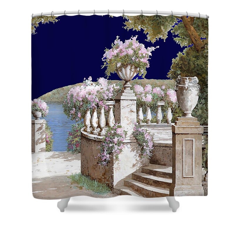 Balustrade Shower Curtain featuring the painting La Balaustra Di Notte by Guido Borelli