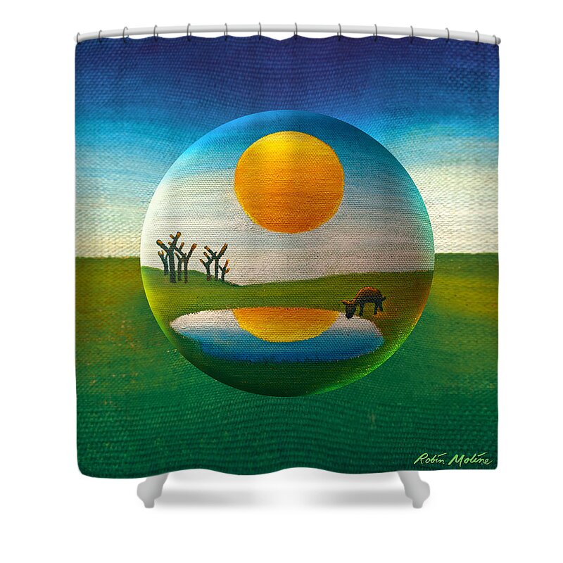  Folk Art Shower Curtain featuring the painting Eeyorb by Robin Moline
