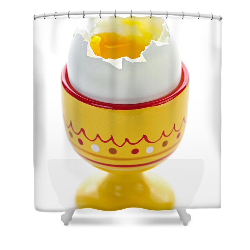 Egg Shower Curtain featuring the photograph Egg in cup by Elena Elisseeva