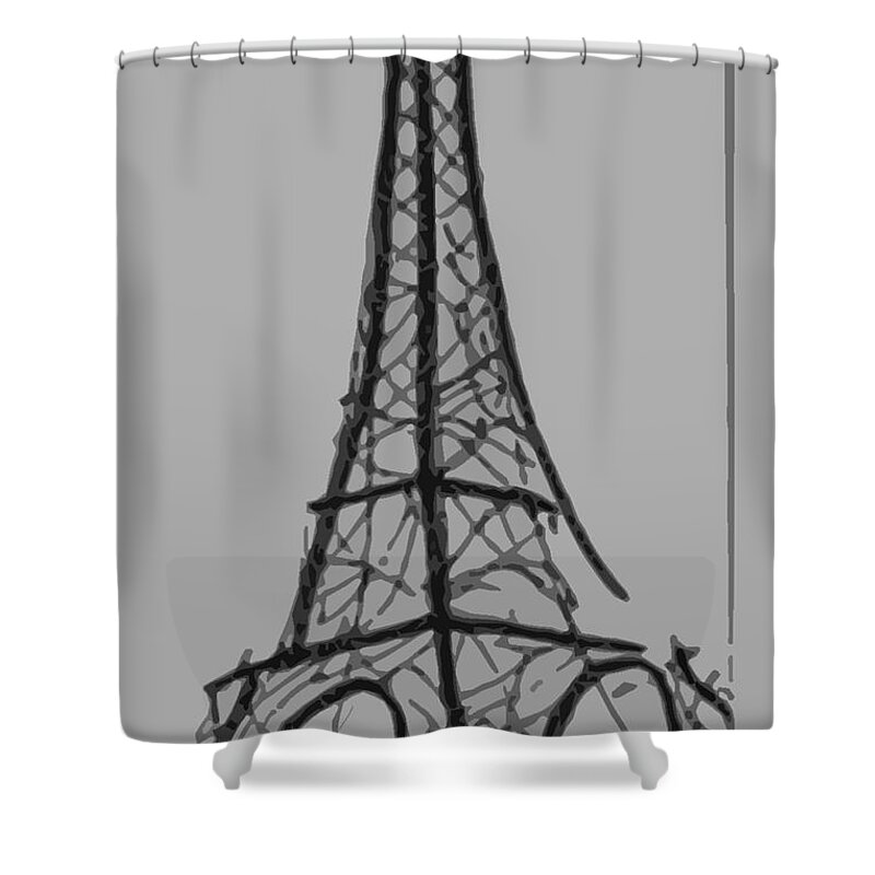  Shower Curtain featuring the painting Eiffel Tower Lines by Robyn Saunders