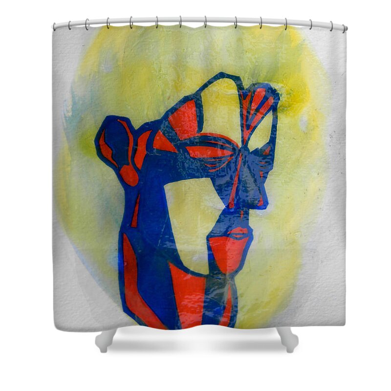 Portrait Shower Curtain featuring the painting El-3aneed - The Stubborn One by Marwan George Khoury