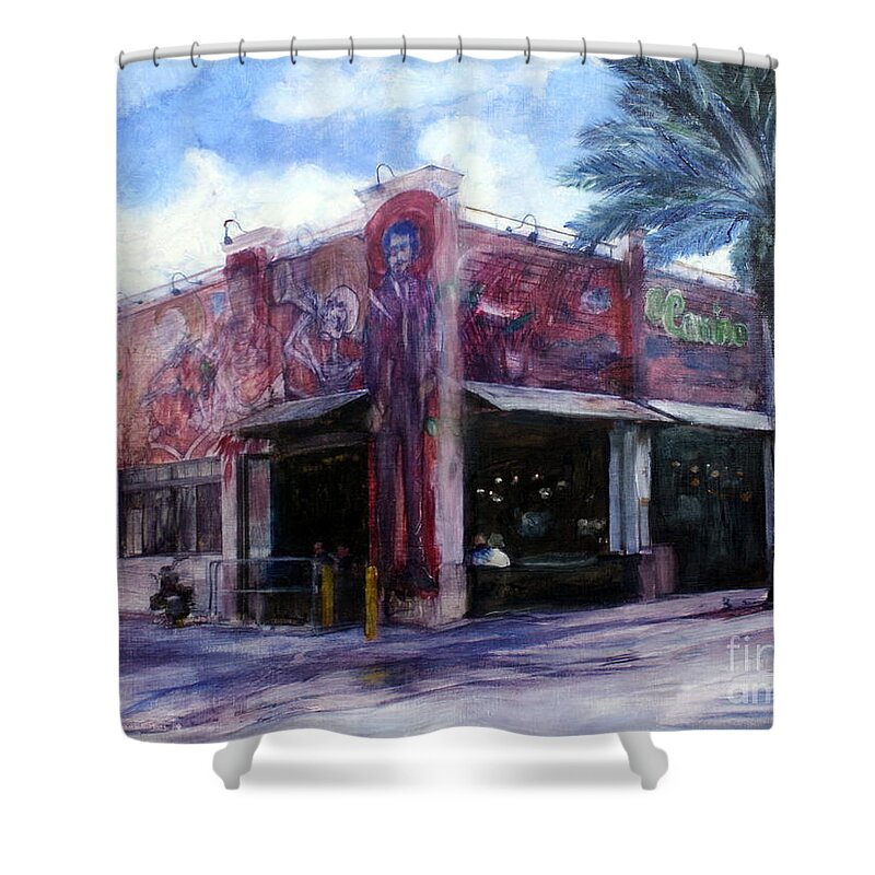 Architecture Shower Curtain featuring the painting El Camino by Donna Walsh