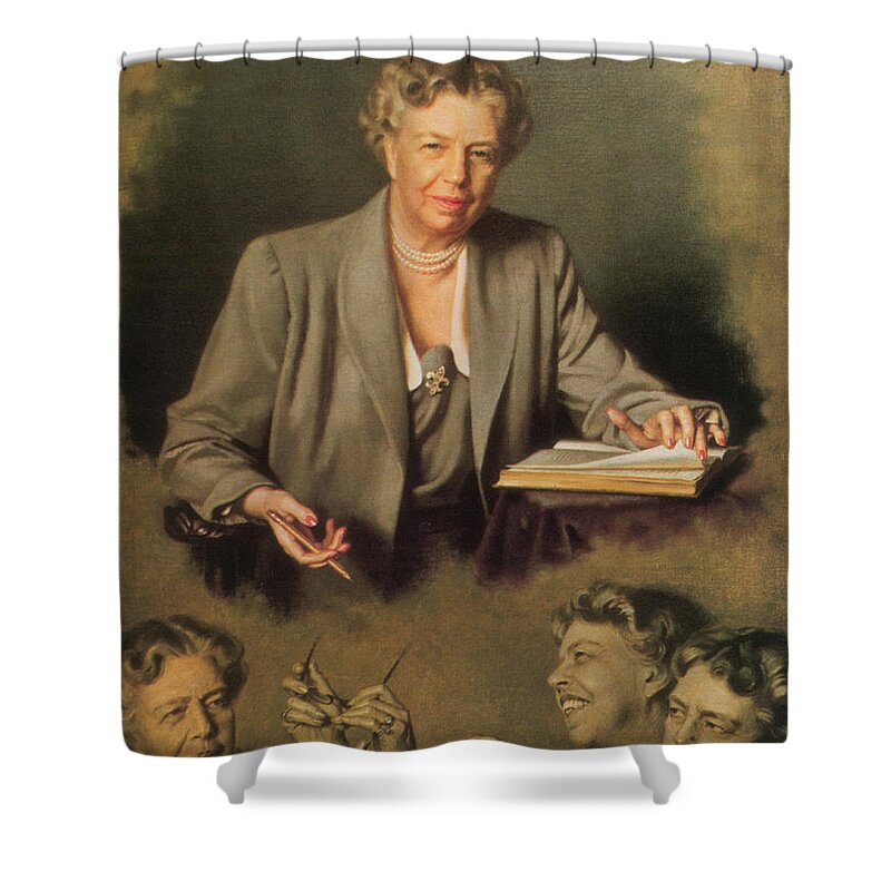 Government Shower Curtain featuring the painting Eleanor Roosevelt, First Lady by Science Source