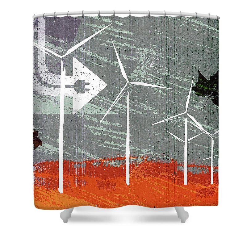 Alternative Energy Shower Curtain featuring the photograph Electric Plug And Wind Blowing Wind by Ikon Ikon Images