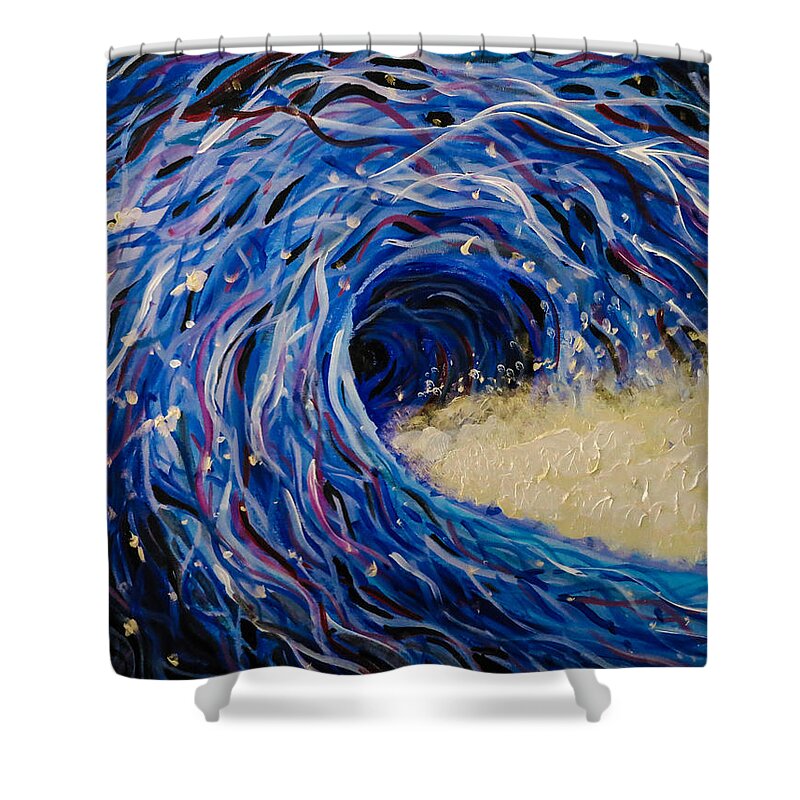Waves Shower Curtain featuring the painting Electric Wave by Joel Tesch