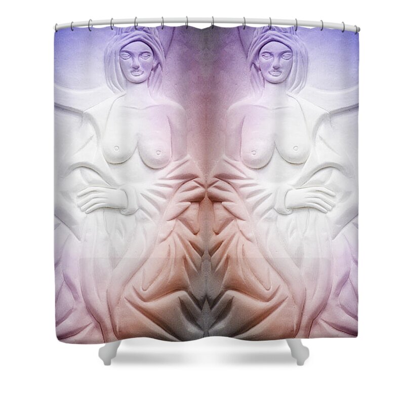 Bathingbeauty Shower Curtain featuring the digital art The Bathing Beauties by Xueyin Chen