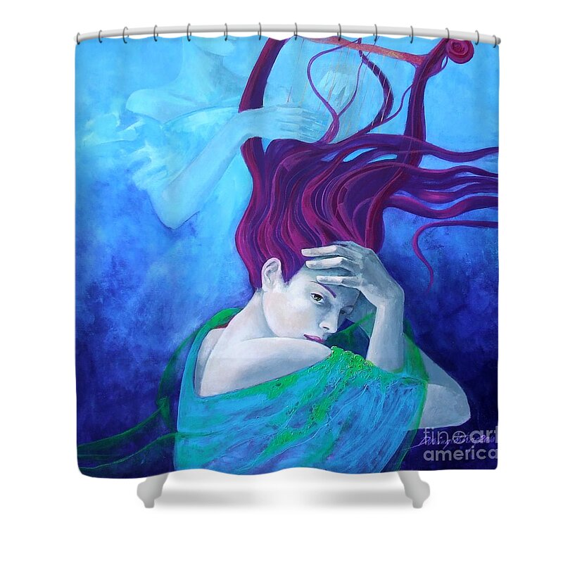Fantasy Shower Curtain featuring the painting Elegy by Dorina Costras