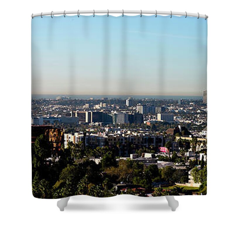 Photography Shower Curtain featuring the photograph Elevated View Of City, Los Angeles by Panoramic Images