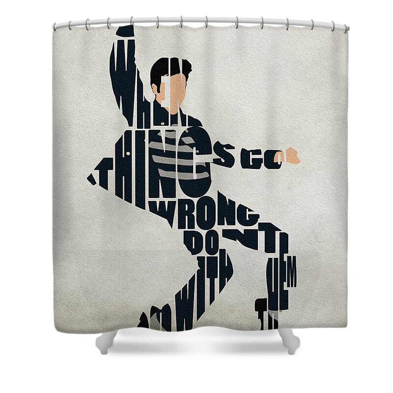 Elvis Presley Shower Curtain featuring the digital art Elvis Presley by Inspirowl Design