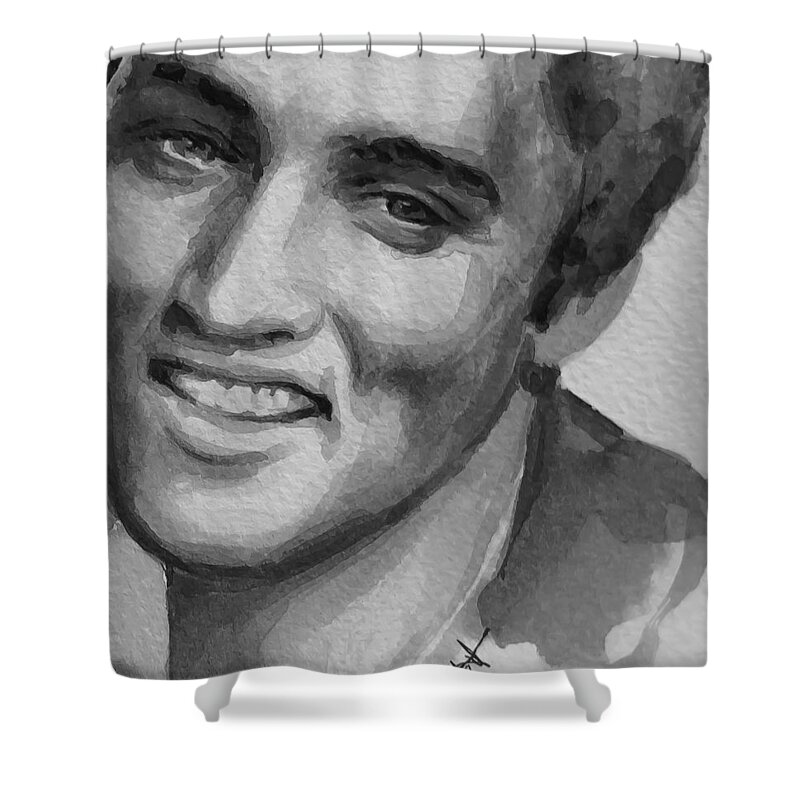 Elvis Shower Curtain featuring the painting Elvis Presley by Laur Iduc