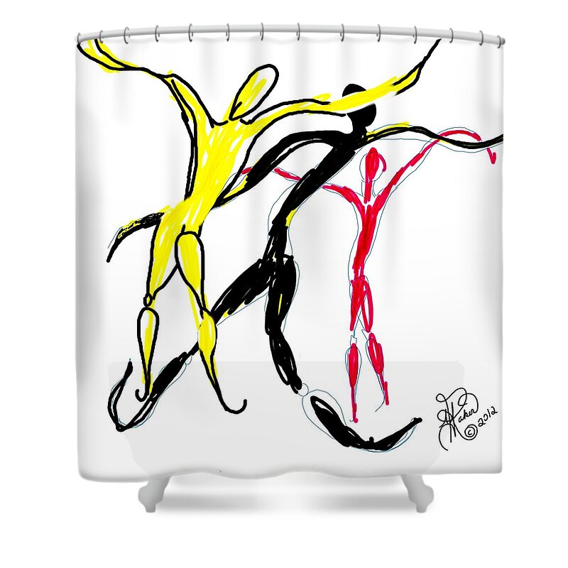 Embracing Shower Curtain featuring the digital art Embracing Freedom by Yolanda Raker