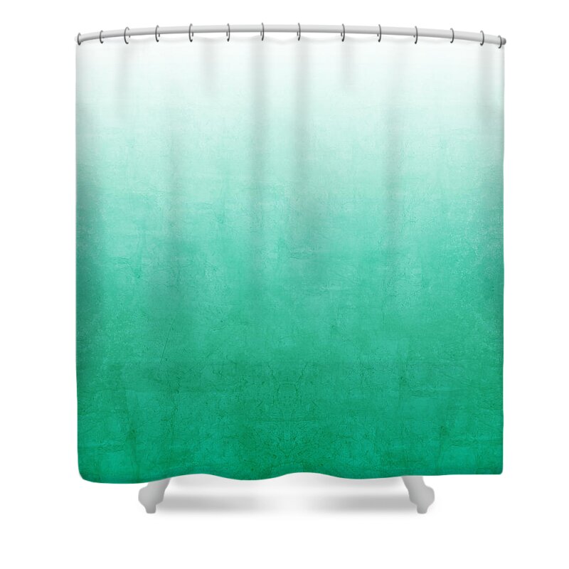 Abstract Shower Curtain featuring the mixed media Emerald Bay by Linda Woods
