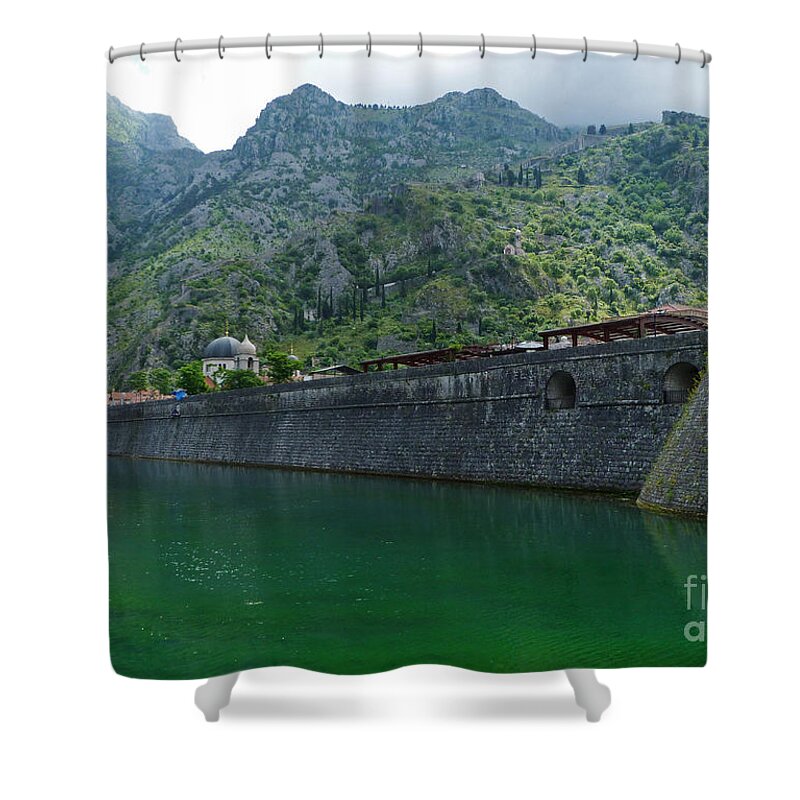 Kotor Shower Curtain featuring the photograph Emerald Green Water - Kotor - Montenegro by Phil Banks