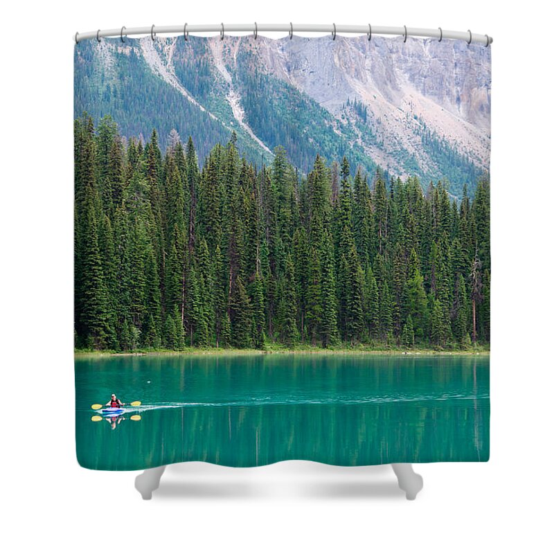 Canada Shower Curtain featuring the photograph Emerald Canoe by Kent Nancollas