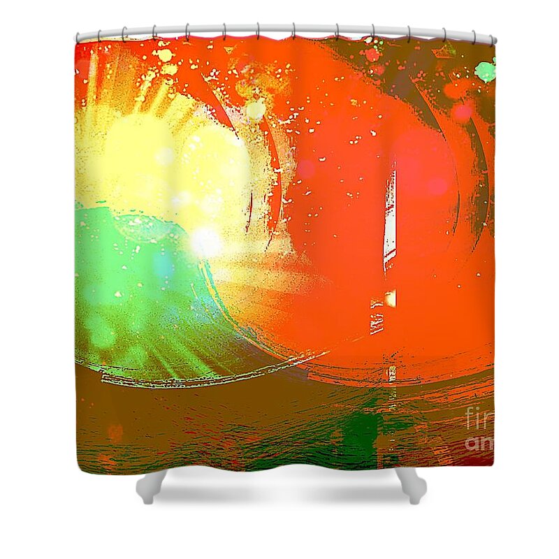 Art Shower Curtain featuring the mixed media Emergent Sun by Michelle Stradford