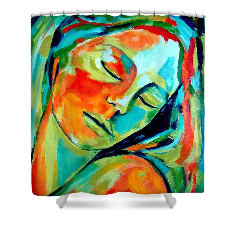 Affordable Original Paintings Shower Curtain featuring the painting Emotional healing by Helena Wierzbicki