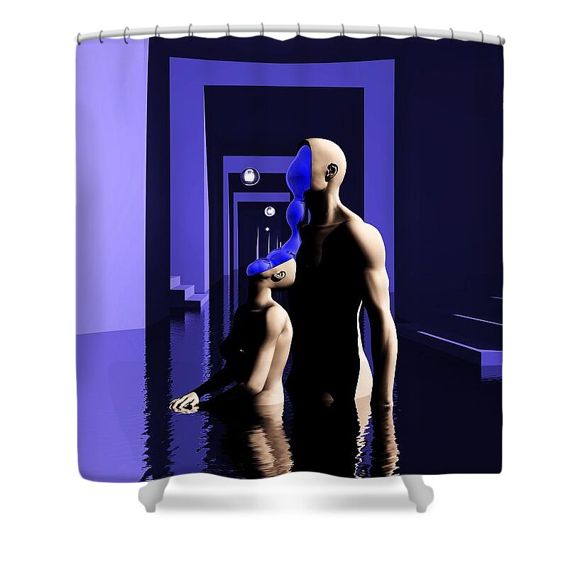 Emotional Shower Curtain featuring the digital art Emotional Symbiosis by John Alexander