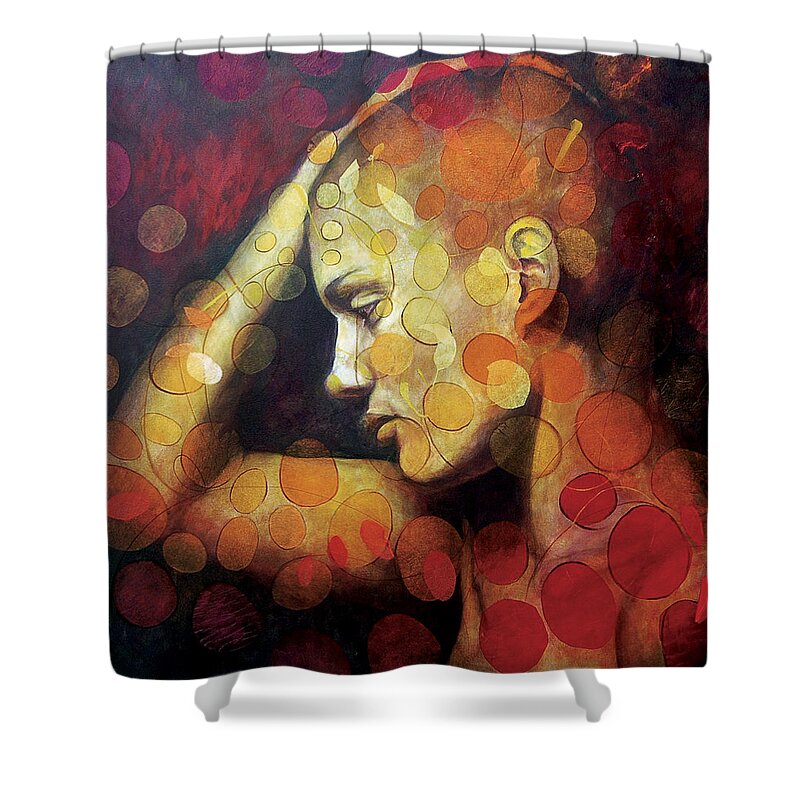 Portrait Shower Curtain featuring the painting Emotions by Karina Llergo