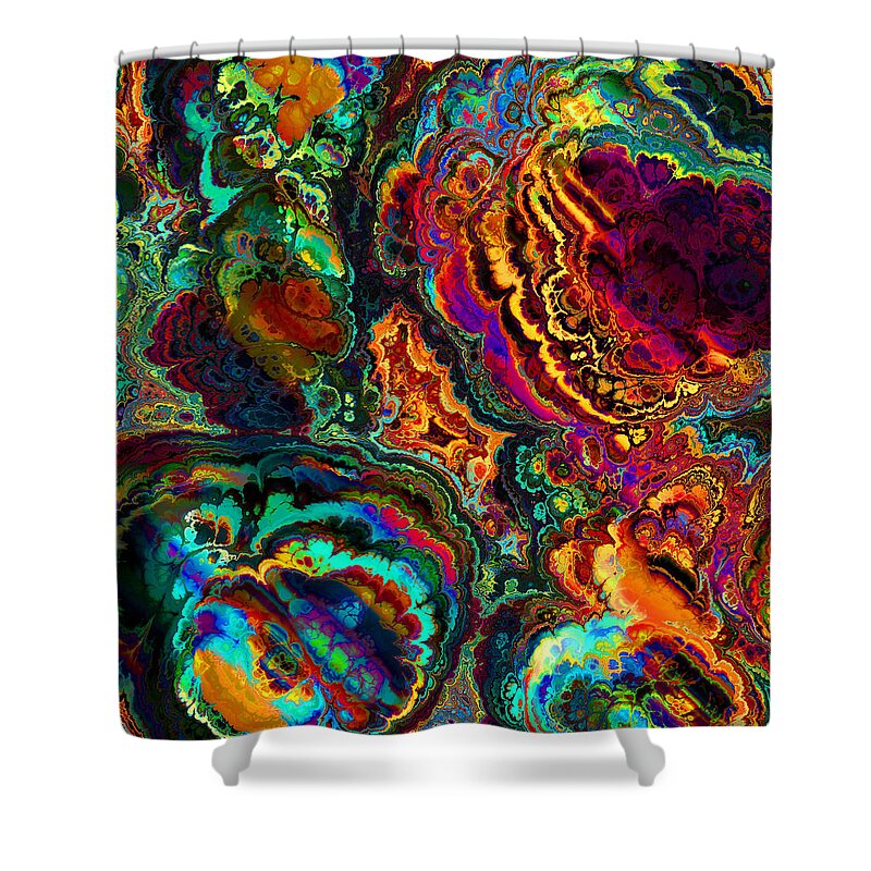 Enamel Shower Curtain featuring the digital art Enamel Abstract by Lilia D