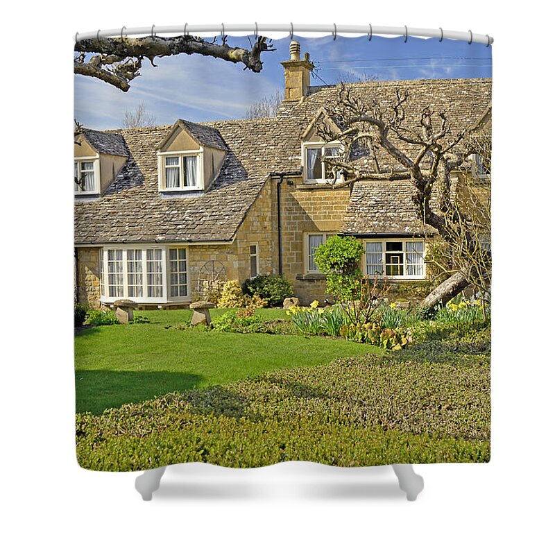 Travel Shower Curtain featuring the photograph English Cottage by Elvis Vaughn