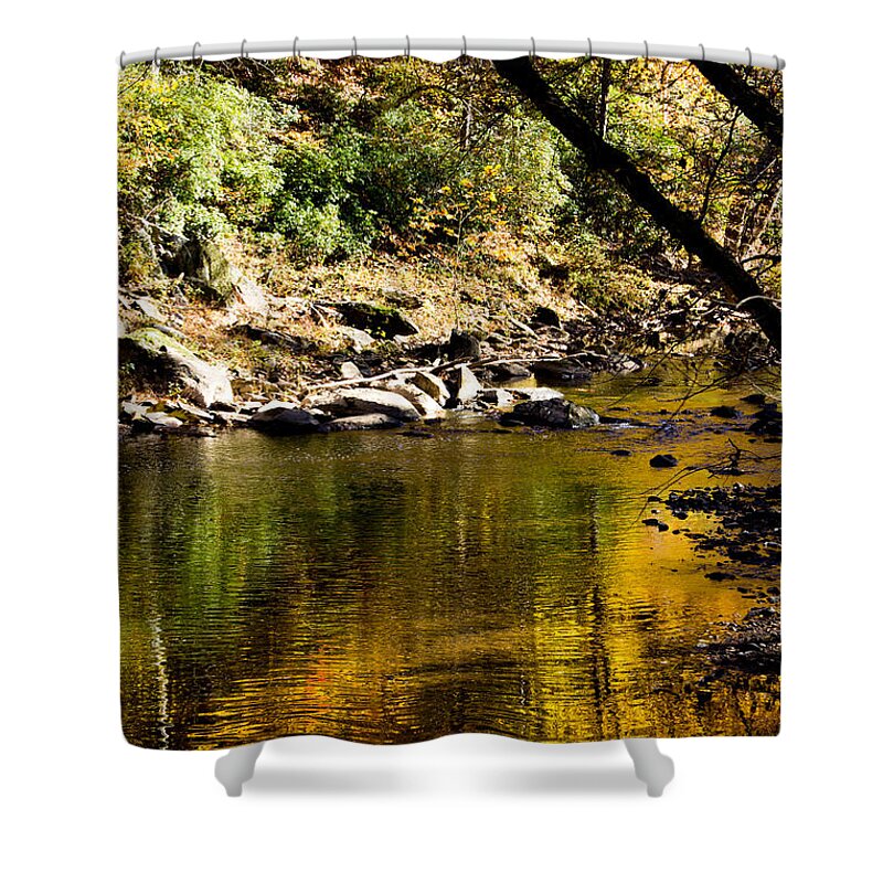 River Shower Curtain featuring the photograph Eno River in the Fall 3 by Sandra Clark