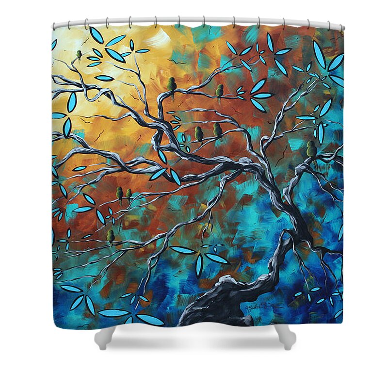 Art Shower Curtain featuring the painting Enormous Abstract Bird Art Original Painting WHERE THE HEART IS by MADART by Megan Aroon