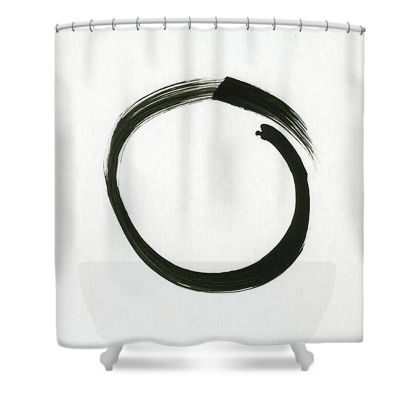 Enso Shower Curtain featuring the painting Enso #1 - Zen Circle Minimalistic Black and White by Marianna Mills