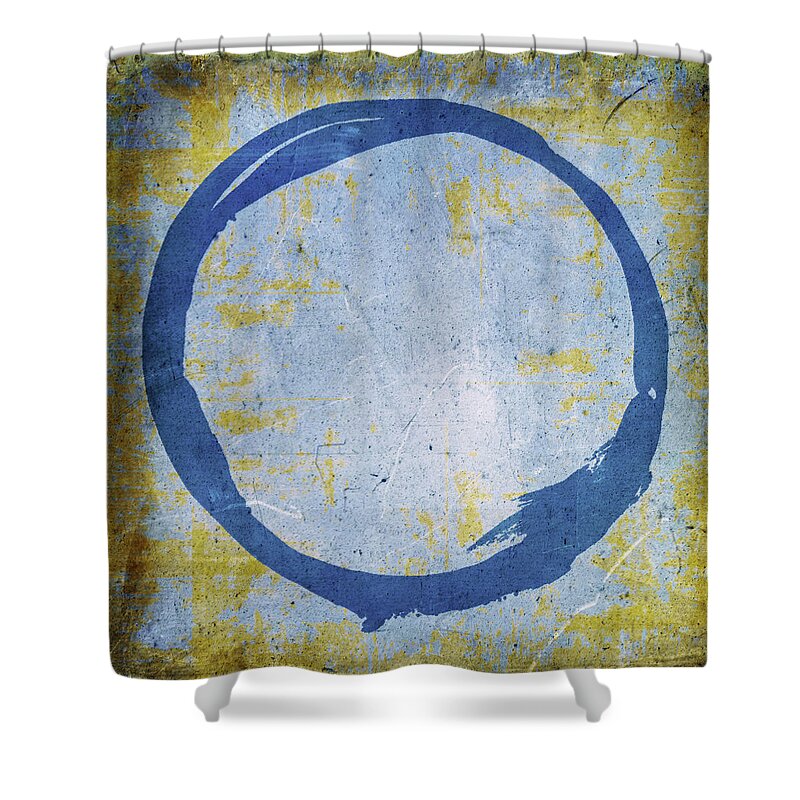 Blue Shower Curtain featuring the painting Enso No. 109 Blue on Blue by Julie Niemela