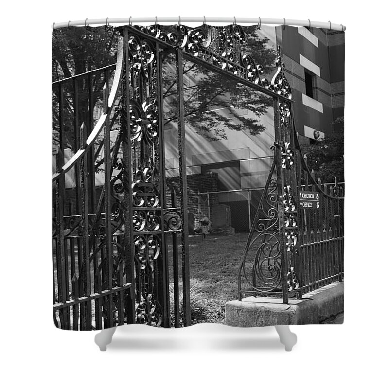Gate Shower Curtain featuring the photograph Entrance by Meganne Peck