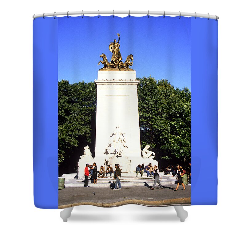 Entrance Shower Curtain featuring the photograph Entrance to Central Park 1984 by Gordon James