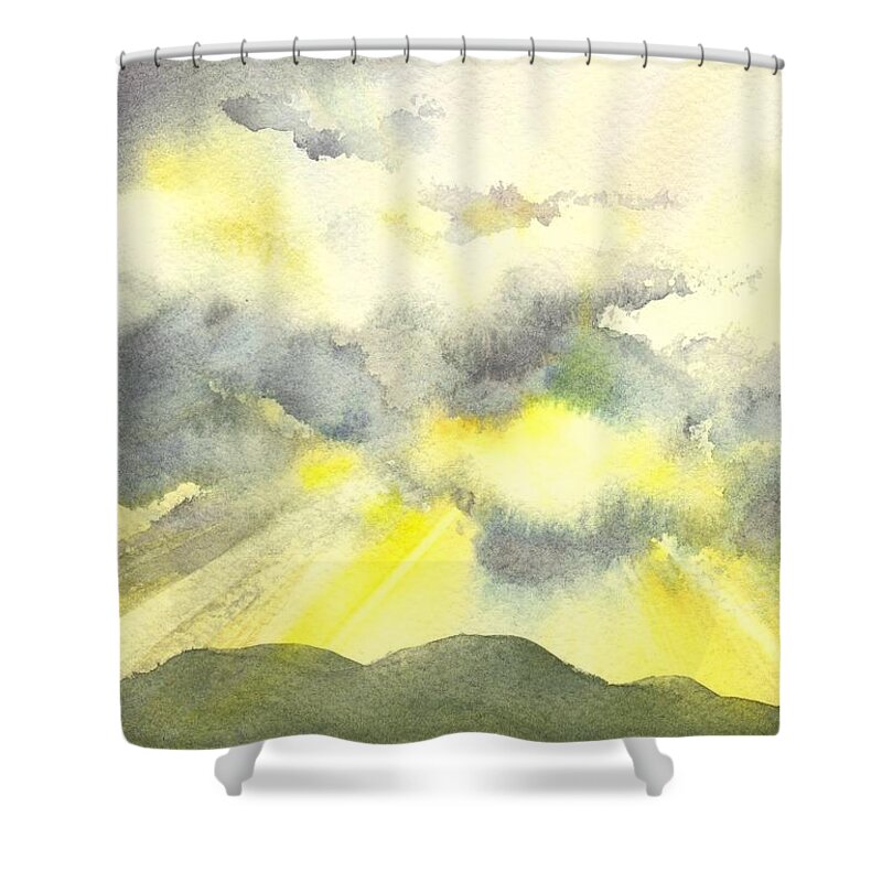 Sunset Shower Curtain featuring the painting Epic Sunset by Amanda Amend