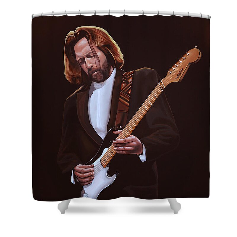 Eric Clapton Shower Curtain featuring the painting Eric Clapton Painting by Paul Meijering