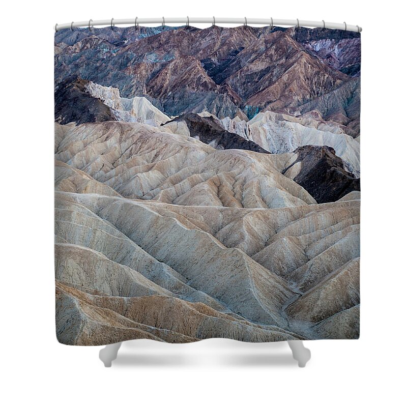 Death Valley Shower Curtain featuring the photograph Erosional Landscape - Zabriskie Point #2 by George Buxbaum