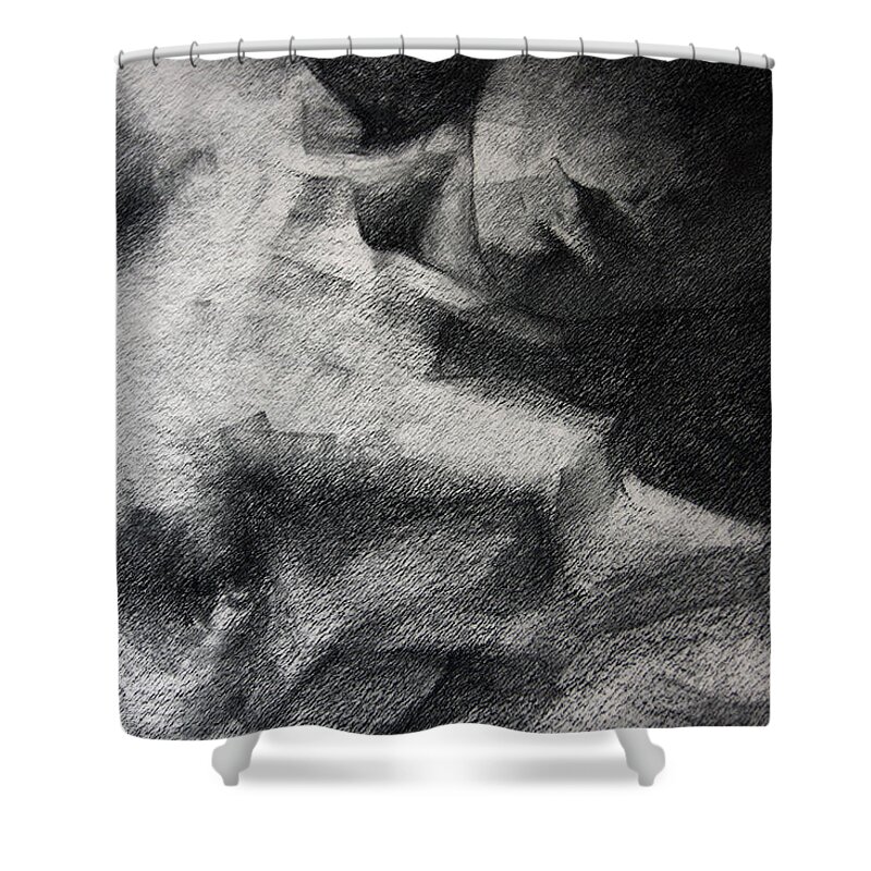 Erotic Shower Curtain featuring the drawing Erotic SketchBook Page 1 by Dimitar Hristov