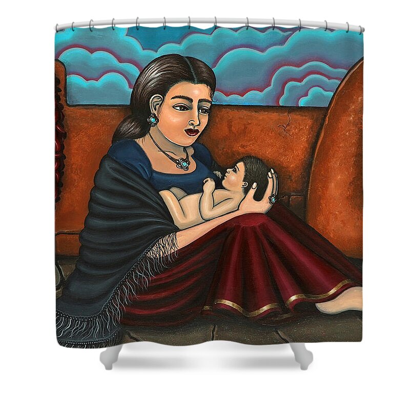 Mother Shower Curtain featuring the painting Es todo or You Are Everything by Victoria De Almeida