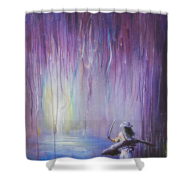 Adolescent Shower Curtain featuring the painting Es Vivir by Ruben Santos