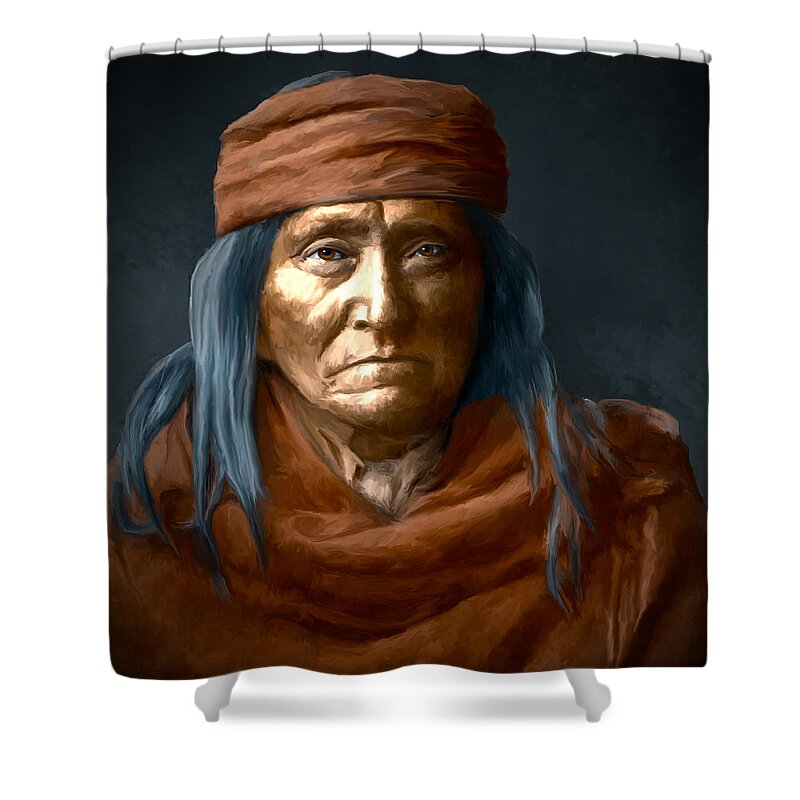 Apache Shower Curtain featuring the digital art Eskadi - Apache by Rick Mosher